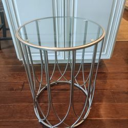 Round Silver Accent Table 