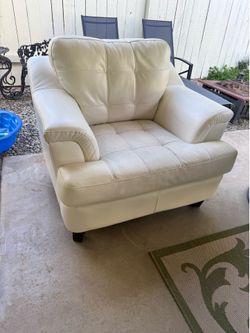 White Faux Leather Armchair