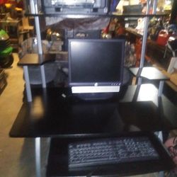 Computer Desk,Monitor, Printer, Keyboard And Mouse With Chair