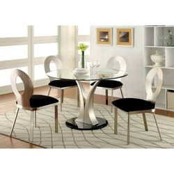 Brand New 45" Round Clear Glass/Silver Dining Table + 4 Chairs