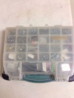 Tool Box with misc. screws and hanging hardware