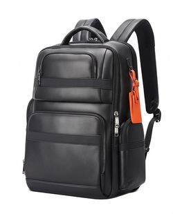 Q-MARSHAL 40L Anti-Theft Leather Backpack, USB & TSA Lay-Flat