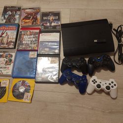 PS3 With Games And Controllers