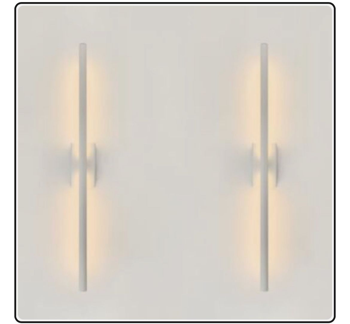 Set of 2 Hardwired Slim Long White Wall 24 Inch 2X Hardwired White Sconce - New In Box
