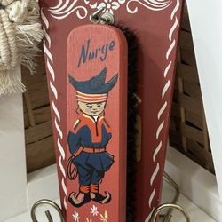 ***JUST REDUCED***Vintage Norwegian Wood Brush w/ Holder 