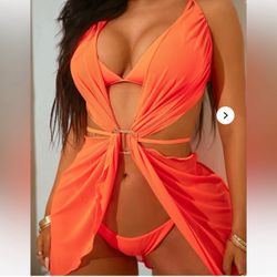 Fashion Nova Orange Swim Cover Up