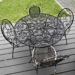Vintage Wrought Iron Outdoor Table & Chairs