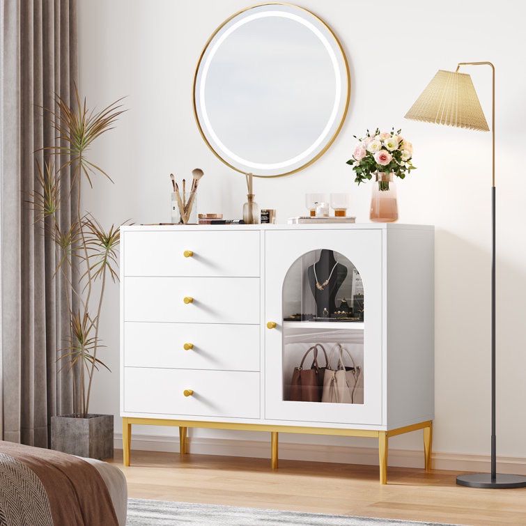 37.7'' Wide 1-Door Accent Cabinet with 4 Drawers