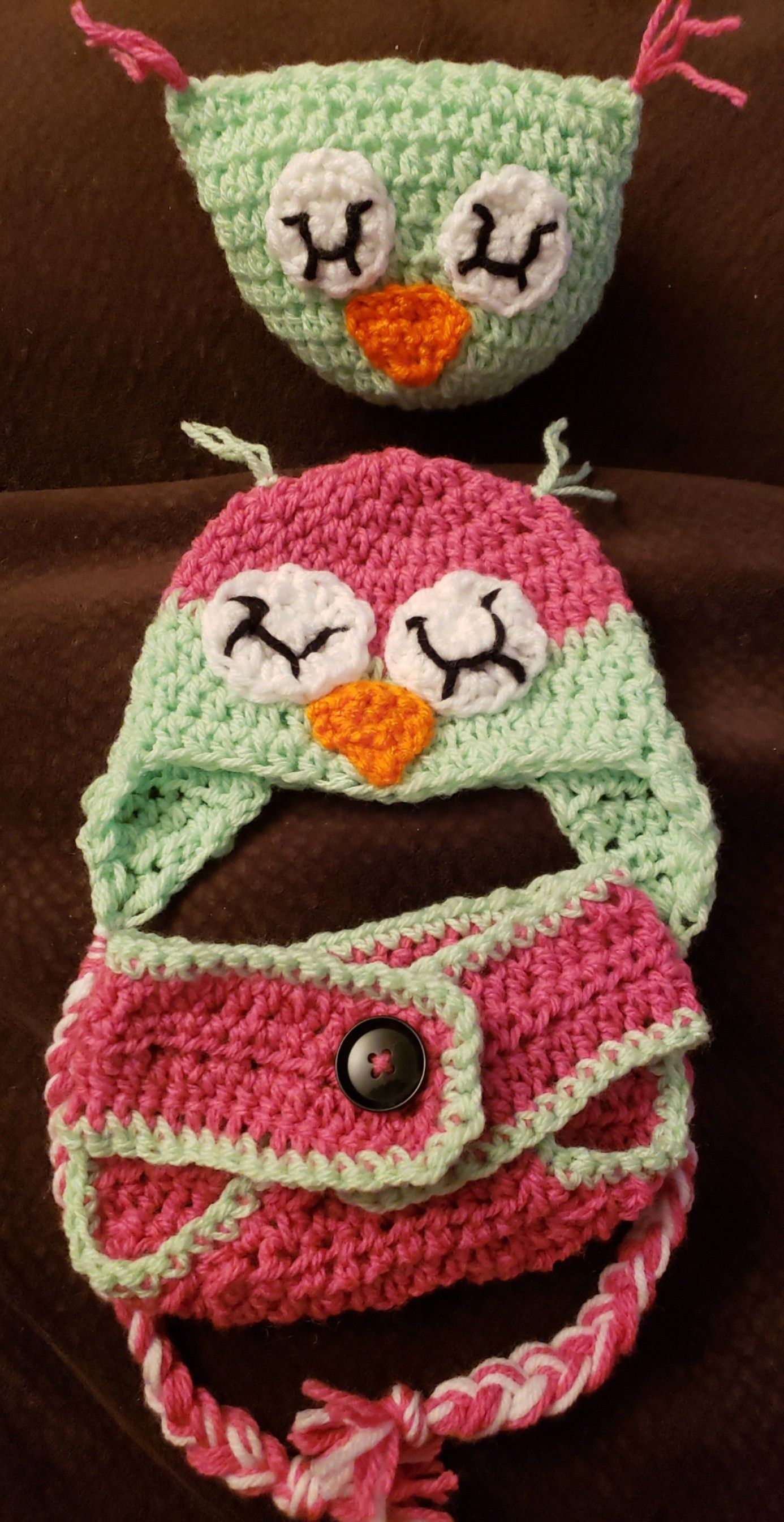 Crochet owl baby set