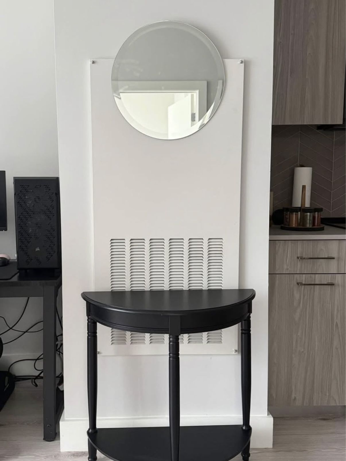 Circle Mirror & Demilune Table