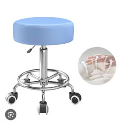Rolling Stool, Heavy Weight Capacity 250lb, PU Leather Rolling stools, Ultra Soft Padded Seat, Rolling Stools with Wheels and Footrest, 360° Swivel, S