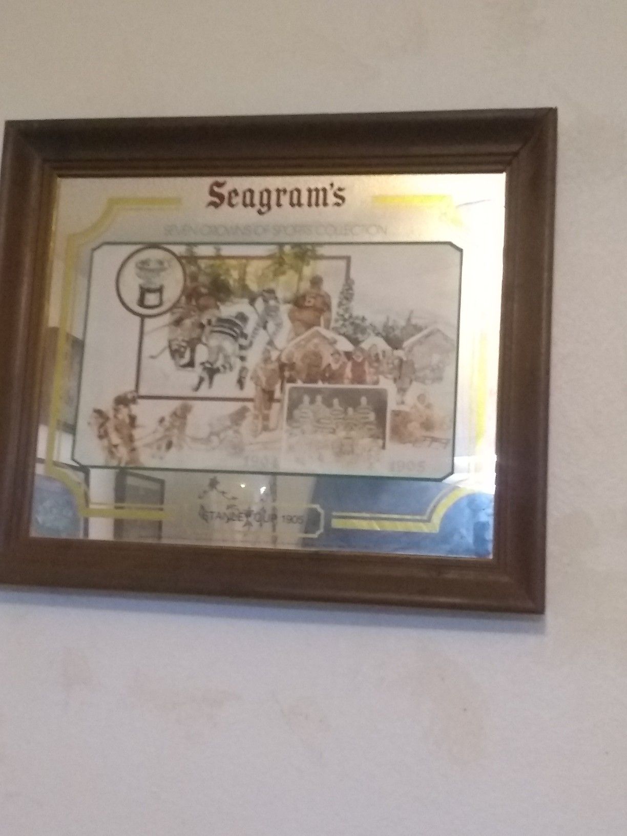 Vintage Seagram's 1905 Stanley cup mirror