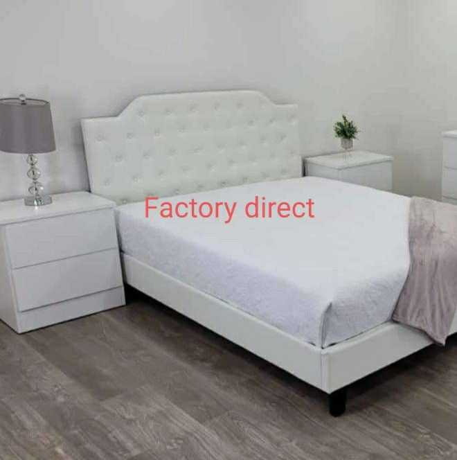 New Full Size Bed Frame And 2 Nightstands System Touch Open/Mattress Not Included 