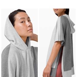 Lululemon Opened Up Poncho Grey Hooded Cashmere Soft sz S