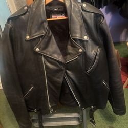 Vintage 1970s Motorcycle Leather Jacket  Size 46 