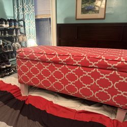 Coral Patterned Storage Ottoman