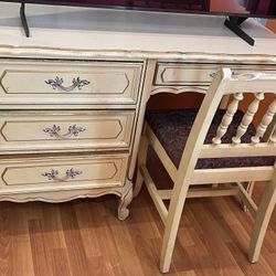 Vintage Bassett Furniture French Provincial Desk And Chair
