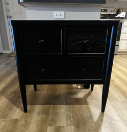 Black 3-Drawer Nightstand with USB Charging
