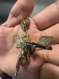 14K Real Gold-Plated Angel Pendant