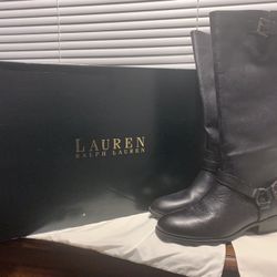 Lauren Ralph Lauren Leather Boots Women Size 6.5 New