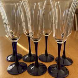 Champagne Flutes with Blue stem