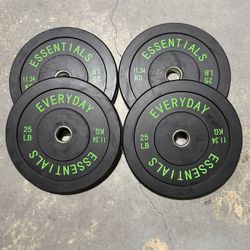 2 - 25 lb Pair, Black Bumper Weight Plates - 100 lbs total BRAND NEW