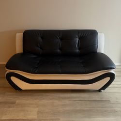 Modern Black & White Faux Leather Sofa Set (2-piece) 