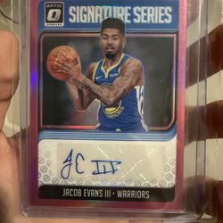 2018-19 Donruss Optic Signature Series Jacob Evans III Auto Purple Prizm /25 Warriors RC