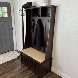 Entryway Coat And Shoe Bench And Storage Cabinet 
