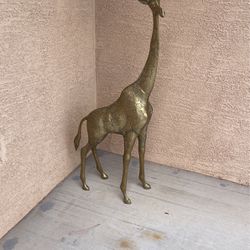 Modern Hammered Brass Giraffe, Animal Sculpture