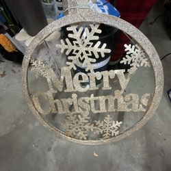 33” D Merry Christmas Sign With Lights Ex Cond 