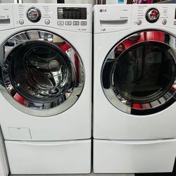 Lg Steam Electric Front Load Set With Pedestals 