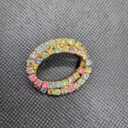 Double Oval/circle Rhinestone Brooch