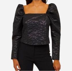 H&M Black Puff Sleeve Top