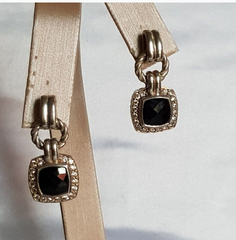 David Yurman Black Onyx Diamond Renaissance Drop Earrings