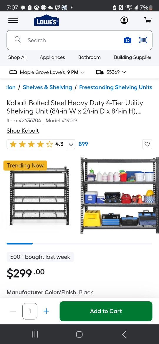 Kobalt 84in Wide 4 Tier Shelf,All Products : American Fashion Style Bags On Sale