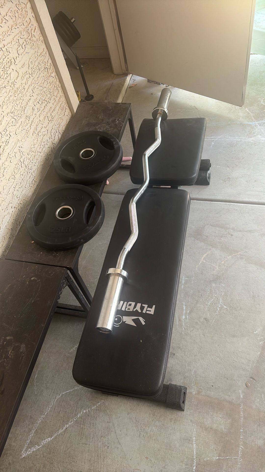 Curl Bar And Weight Plates