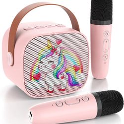 Mini Karaoke Machine for Kids Adults,Portable Bluetooth Karaoke Speaker for Adults Kids with 2 Microphones