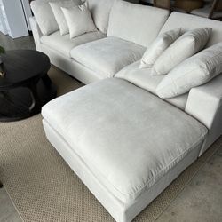 Modular Cloud Sofa Sectional With Reversible Ottoman Chaise — Warehouse Outlet Sale