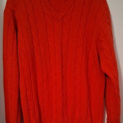 Men's Xl Dooney & Bourke Cable Knit Cashmere Wool Vneck Sweater 