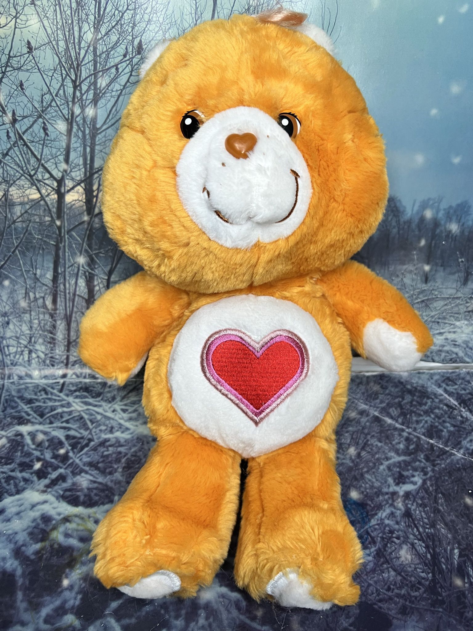 RARE Care Bears Orange TENDERHEART 20th Anniversary Large Plush 14" Stuffed anim