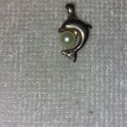 Sterling Silver Dolphin Charm With Mother Of Pearl