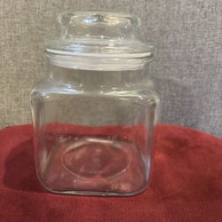 Anchor Hocking Heritage Hill Square Glass Cookie/Storage Jar with Lid-U.S.A.