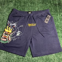 Fleece Sweat Shorts Mens L Navy blue 