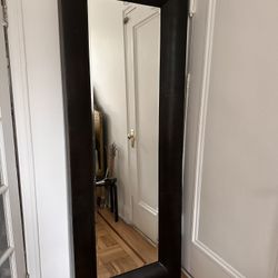 Dark Brown Leather Frame Floor Mirror