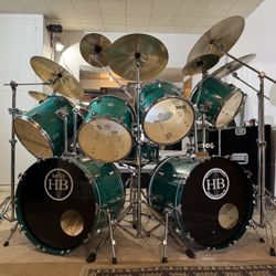 Neil Pert Signature Sabian Paragon Cymbals / 11-Piece HB Drums All Birch Drum Kit and All Hardware By