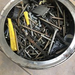 Nails, Screws In A Three Pound Coffee Can Different Sizes
