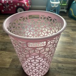 Pink laundry basket