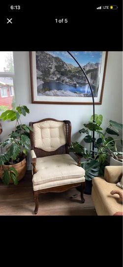 Vintage Cane Wingback Accent Chair