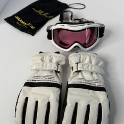 Ski / Snowboard Set: Julbo Goggles + Winter Gloves – White / Black
